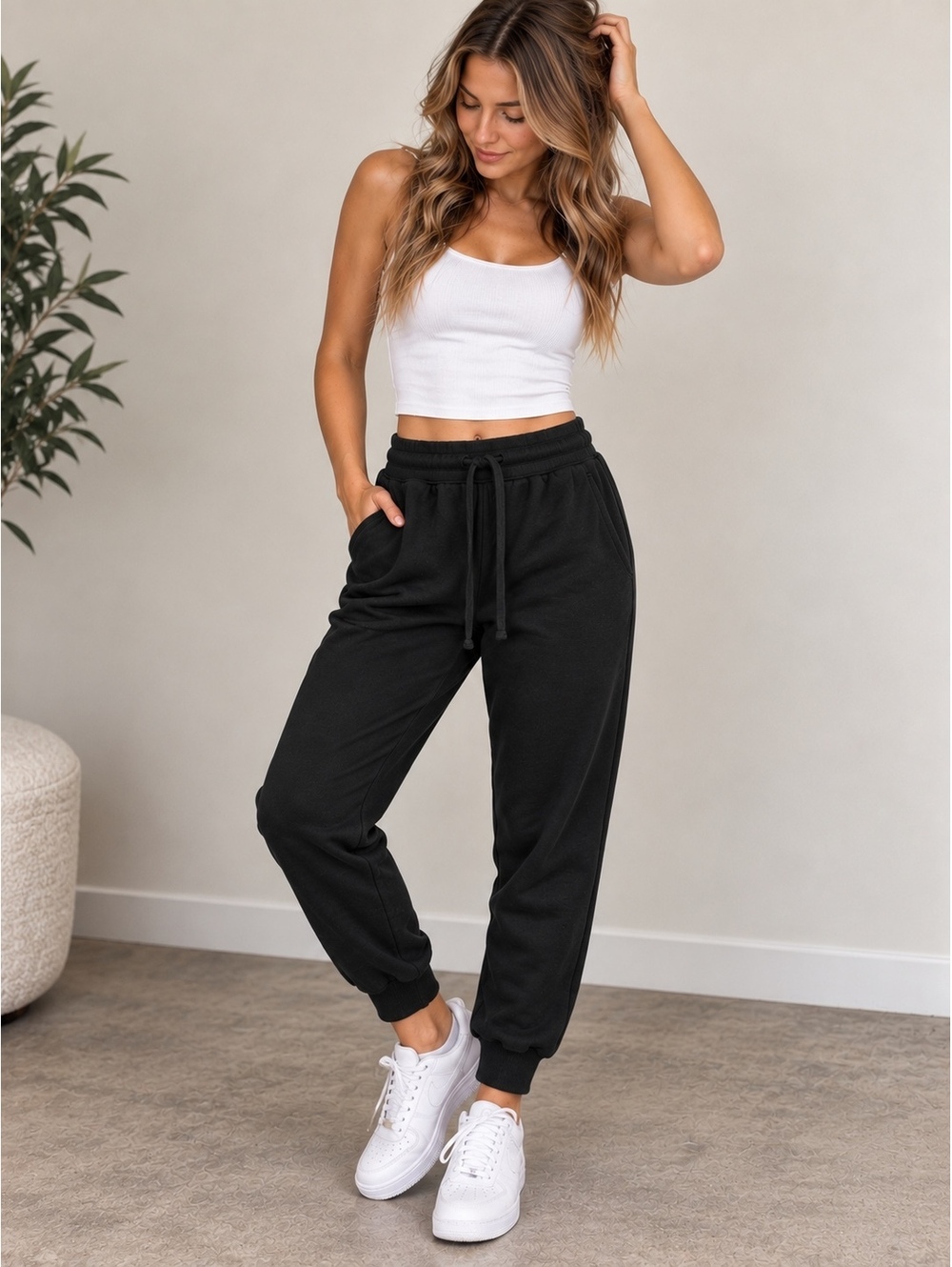 Wild Fable Women’s Small Black Jogger Pants Drawstring Cuffed Ankle